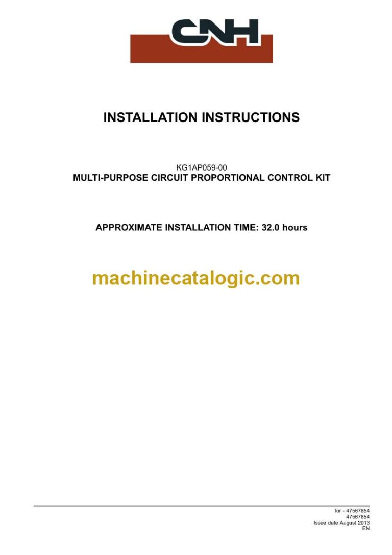 Case CX80C Midi Crawler Excavator Multi-Purpose Circuit Proportional Control Kit Installation Instructions (47567854)