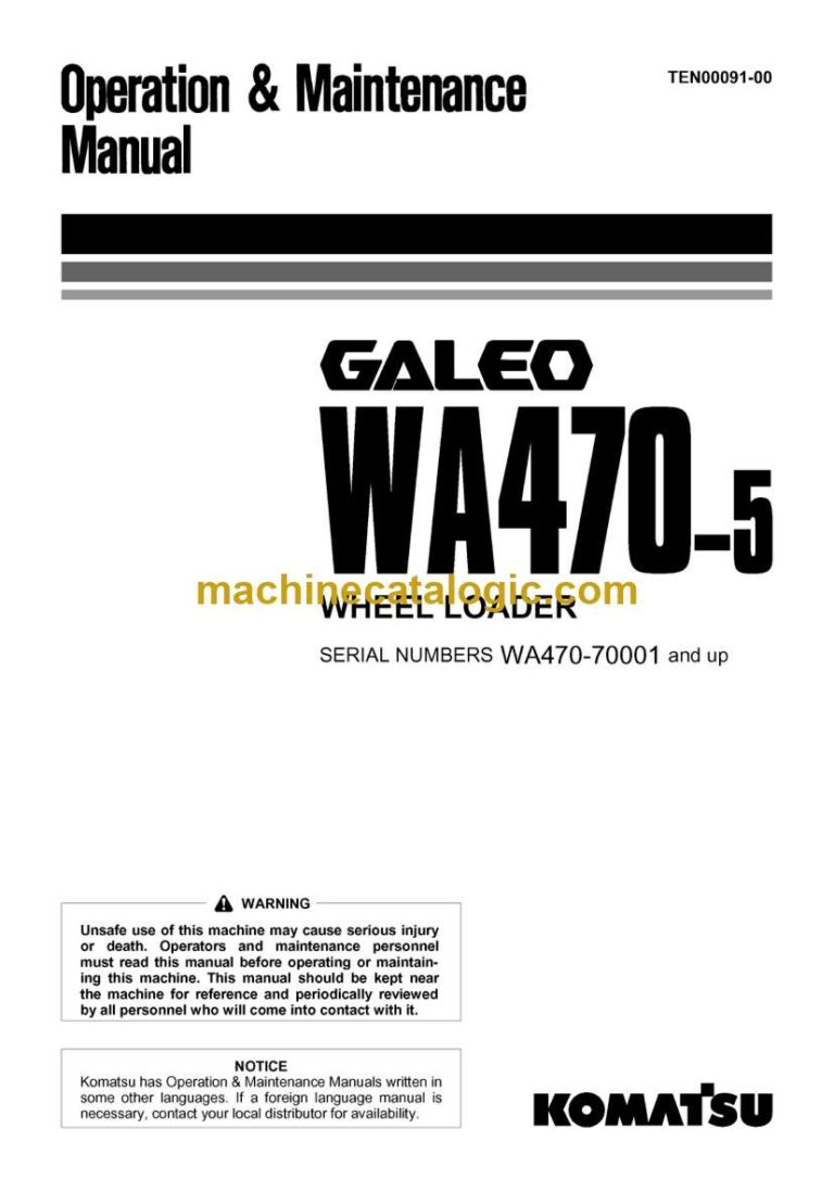 Komatsu WA470-5 Wheel Loader Operation and Maintenance Manual (TEN00091-00)