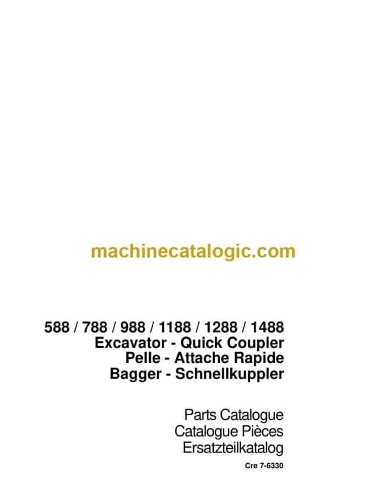Case 588, 788, 988, 1188, 1288, 1488 Excavator - Quick Coupler Parts Catalog (7-6330)