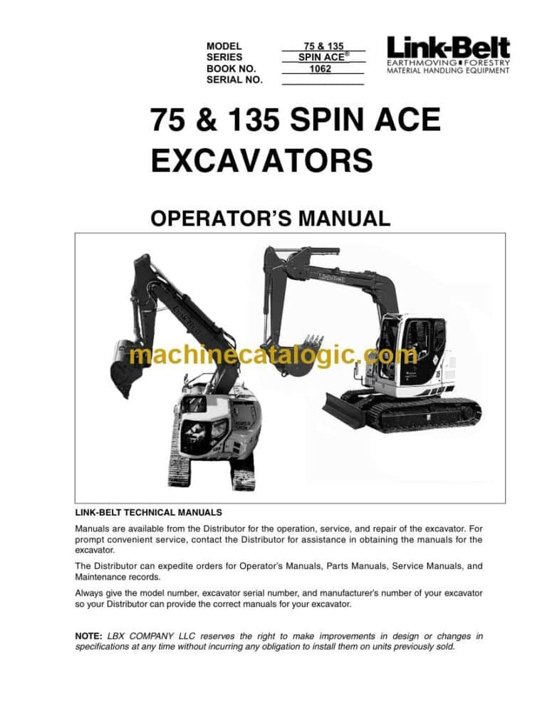 Link Belt 75, 135 Spin Ace Excavators Operators Manual