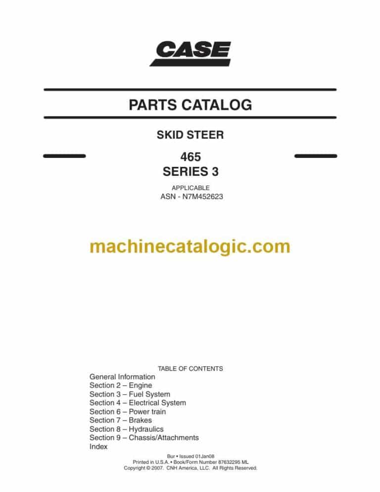 Case 465 Series 3 Skid Steer Loader Parts Catalog (87632295ML)