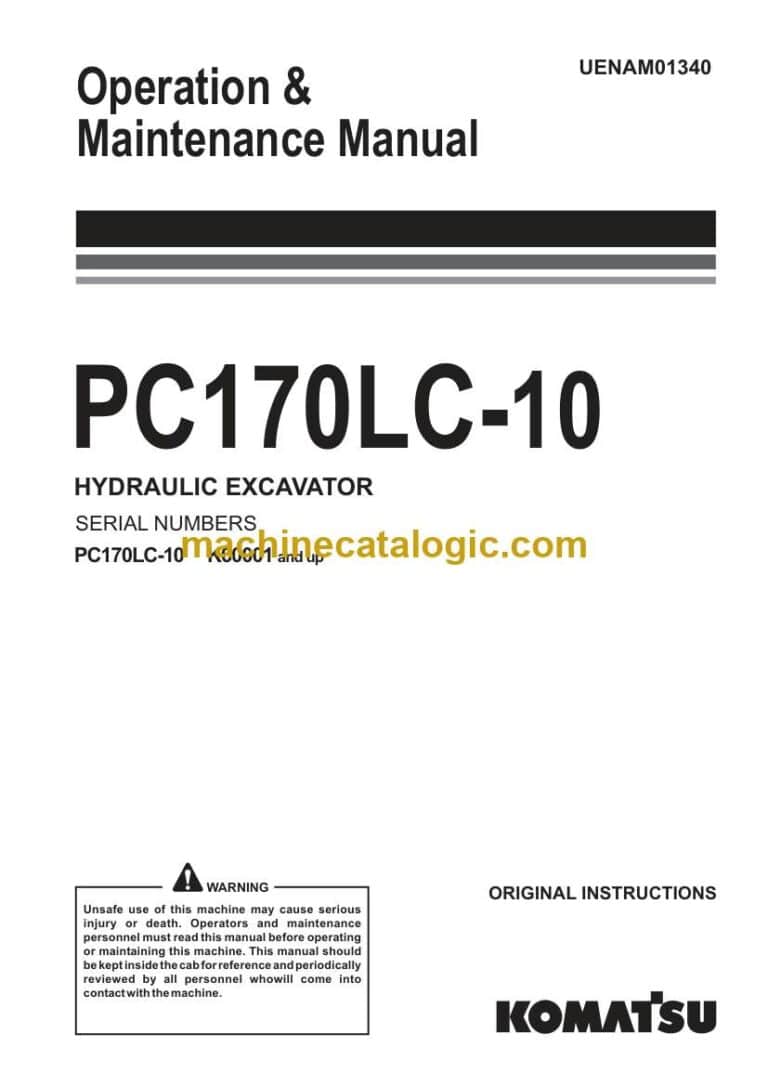 Komatsu PC170LC-10 Operation and Maintenance Manual (UENAM01340)