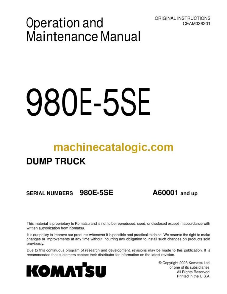 Komatsu 980E-5SE Dump Truck Operation and Maintenance Manual (CEAM036201)