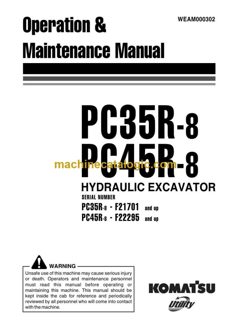 Komatsu PC35R-8, PC45R-8 Hydraulic Excavator Operation and Maintenance Manual (WEAM000302)