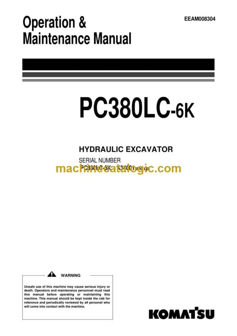 Komatsu PC380LC-6K Hydraulic Excavator Operation and Maintenance Manual (EEAM008304)
