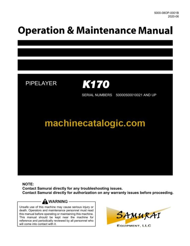 Komatsu K170 Pipe Layer Operation and Maintenance Manual (5000-08OP-0001B)