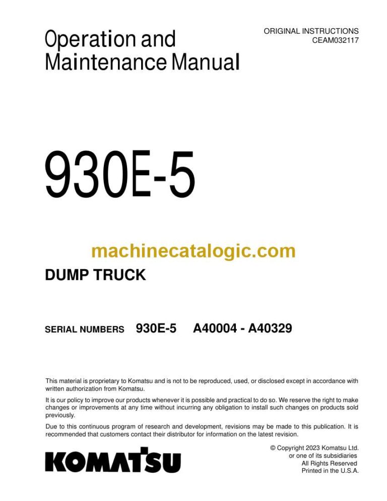 Komatsu 930E-5 Dump Truck Operation and Maintenance Manual (CEAM032117)