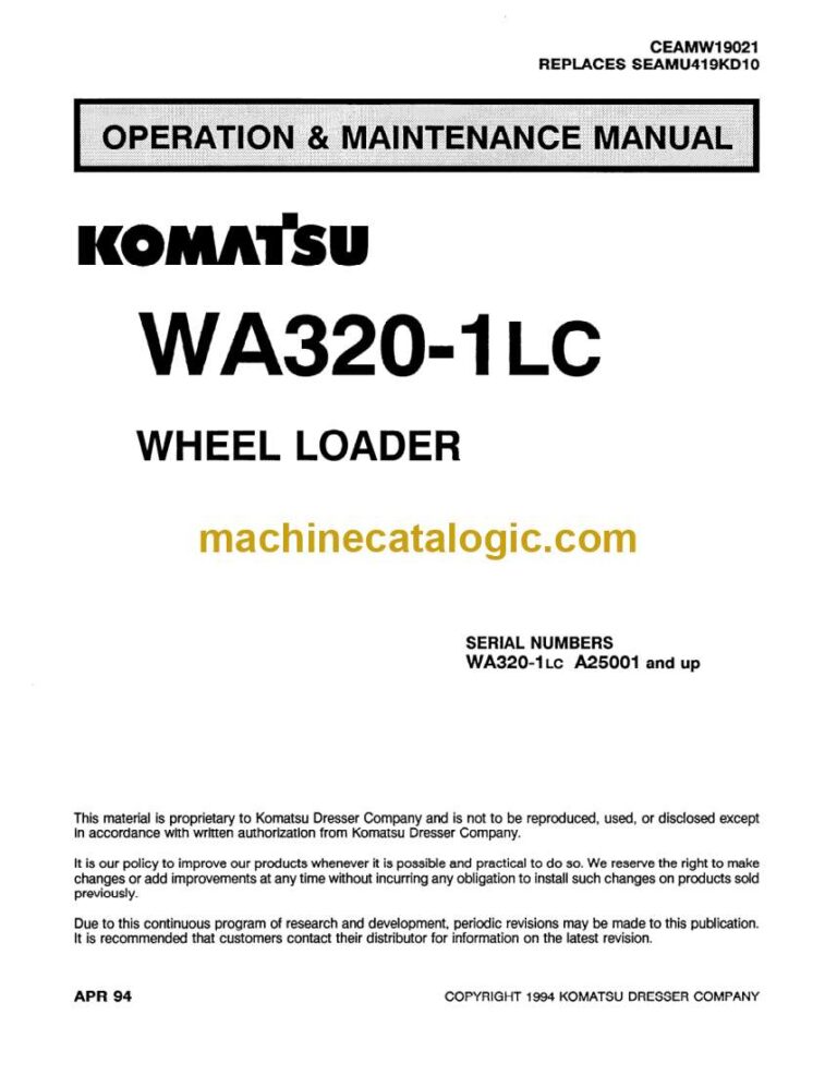 Komatsu WA320-1 Wheel Loader Operation and Maintenance Manual (CEADW19021)