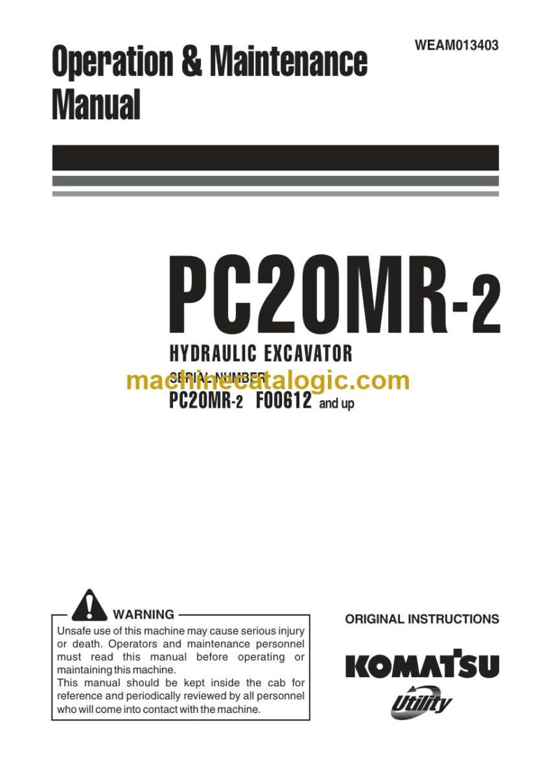 Komatsu PC20MR-2 Hydraulic Excavator Operation and Maintenance Manual (WEAM013403)