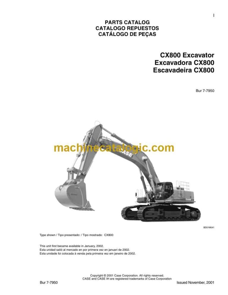 Case CX800 Excavator Parts Catalog (Bur 7-7950)