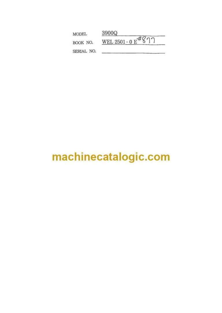 Link Belt 3900Q Quantum Excavator Shop Manual