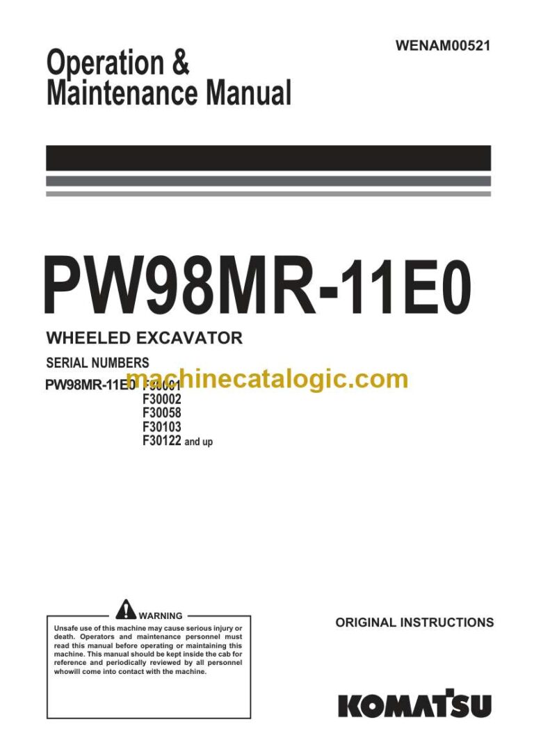 Komatsu PW98MR-11E0 Hydraulic Excavator Operation and Maintenance Manual (WENAM00521)