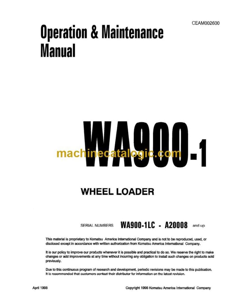 Komatsu WA900-1 Wheel Loader Operation and Maintenance Manual (CEAD002600)