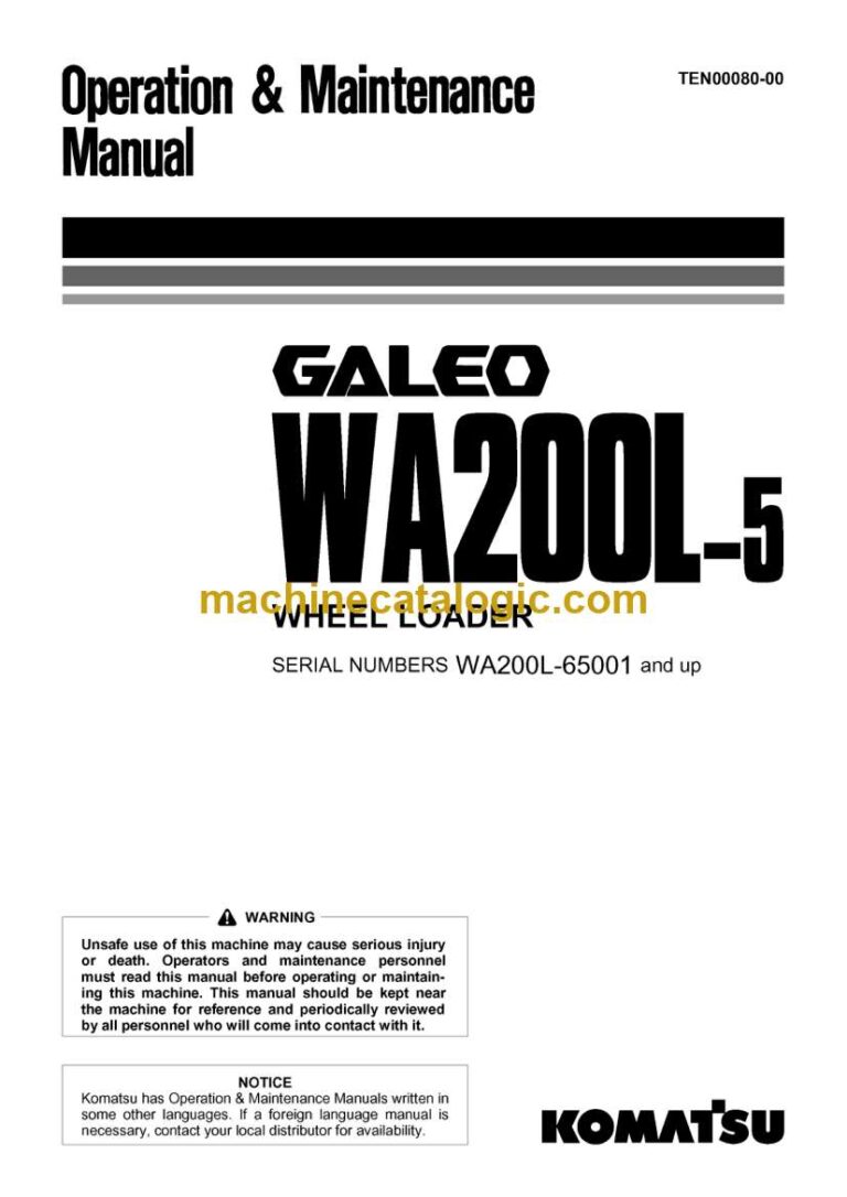 Komatsu WA200L-5 Wheel Loader Operation and Maintenance Manual (TEN00080-00)