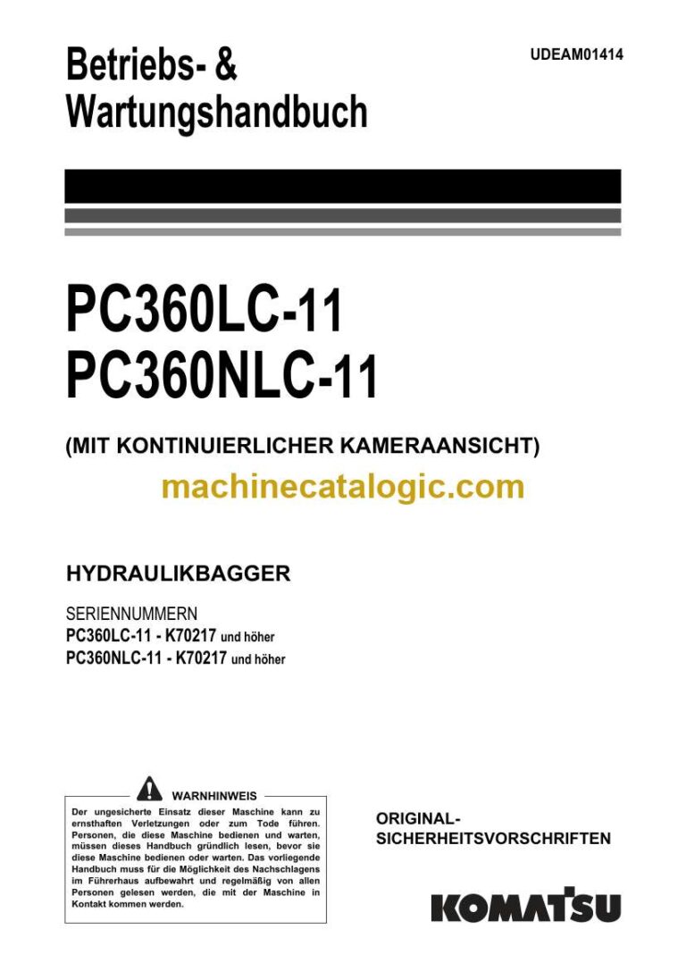 Komatsu PC360NLC-11, PC360NLC-11 Operation and Maintenance Manual DE (UENAM01414)