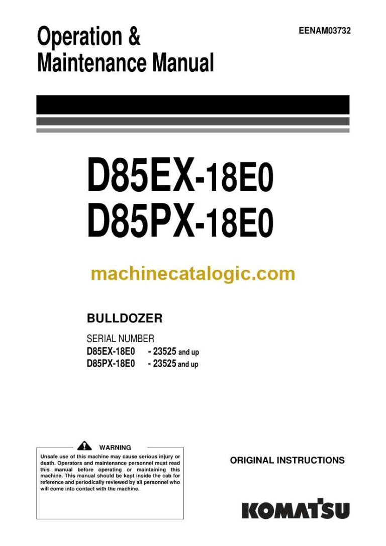 Komatsu D85EX-18E0, D85PX-18E0 Bulldozer Operation and Maintenance Manual (EENAM03732)