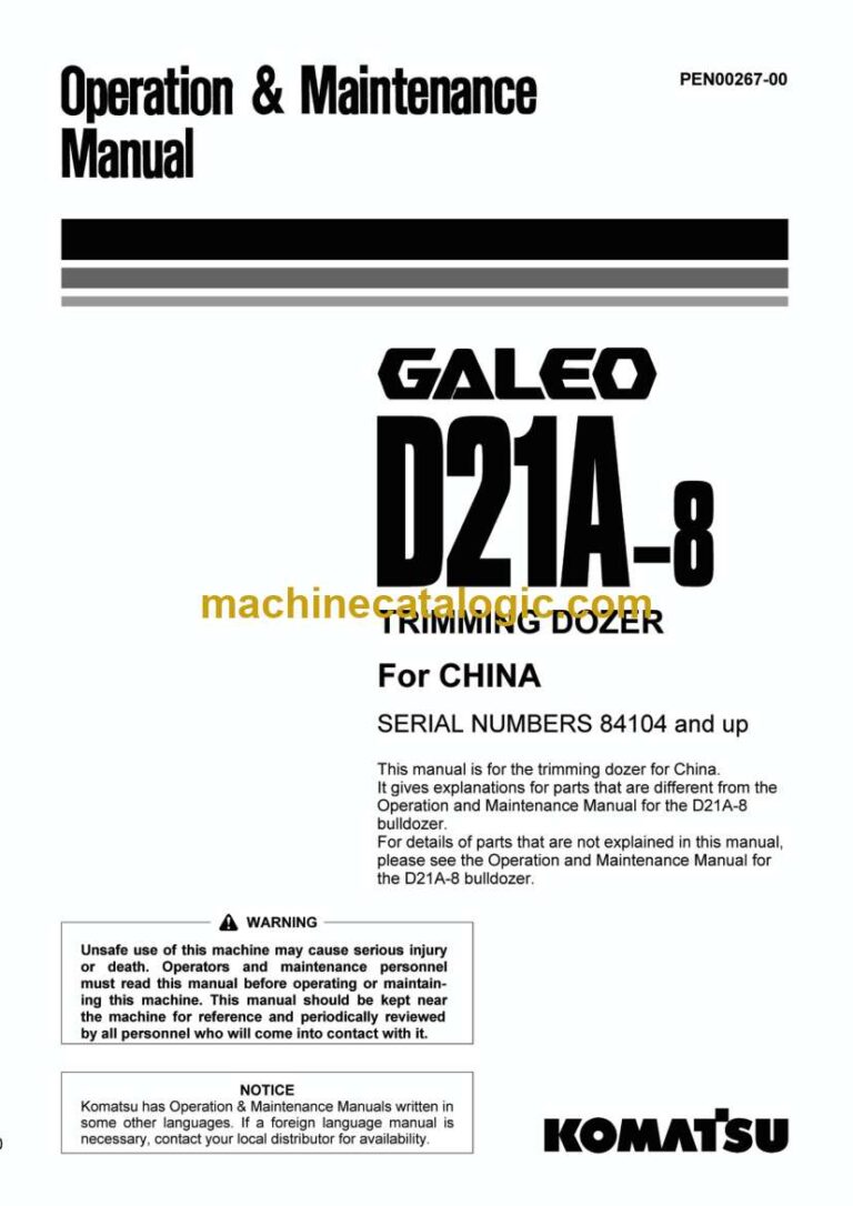 Komatsu D21A-8 Bulldozer Operation and Maintenance Manual (PEN00267-00)