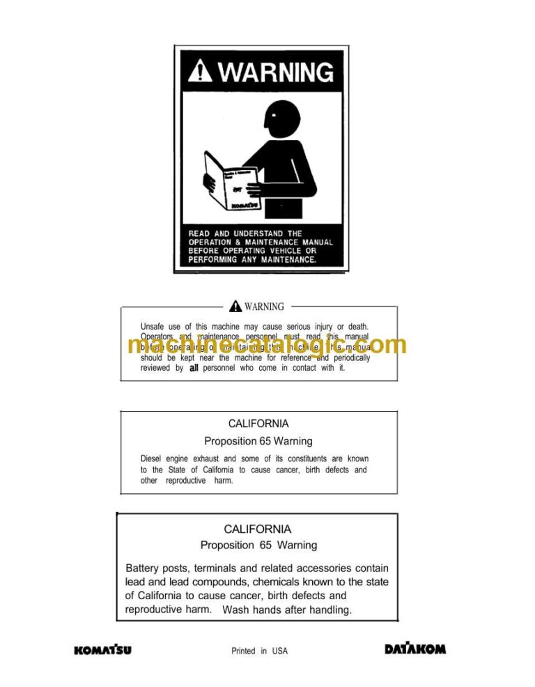 Komatsu PC150-6 Hydraulic Excavator Operation and Maintenance Manual (UEAD000403)