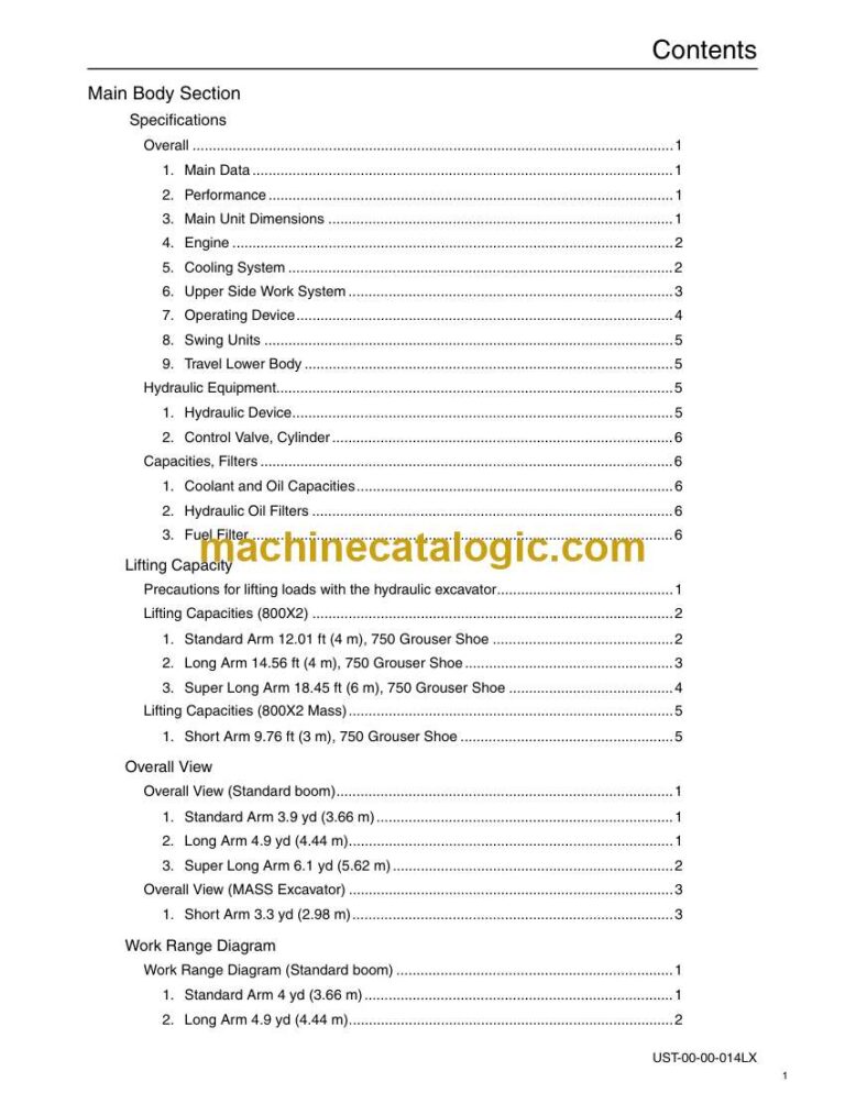 Link Belt 800X2 Hydraulic Excavator Service Manual