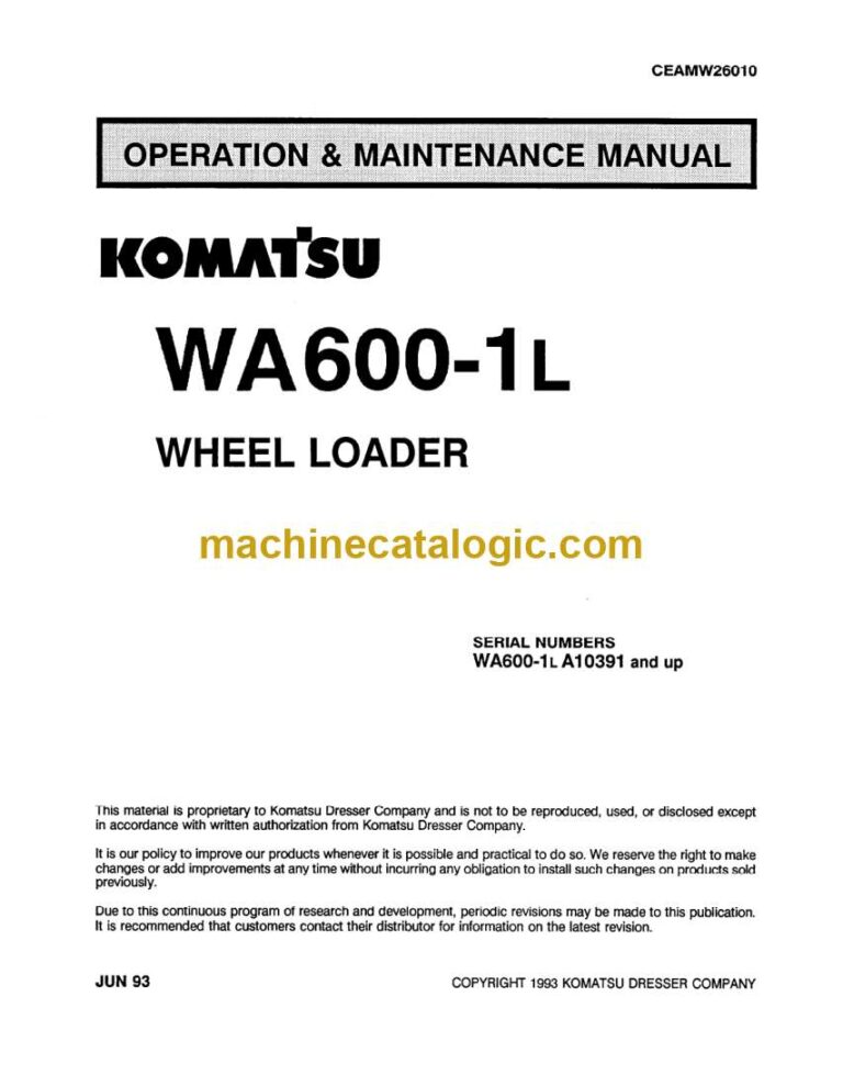 Komatsu WA600-1L Wheel Loader Operation and Maintenance Manual (CEADW26010)