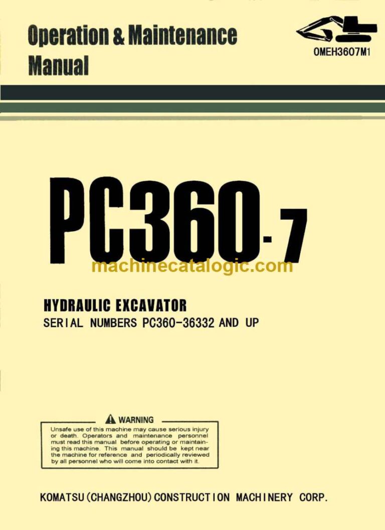 Komatsu PC360-7 Hydraulic Excavator Operation and Maintenance Manual (OMEH3607M1)