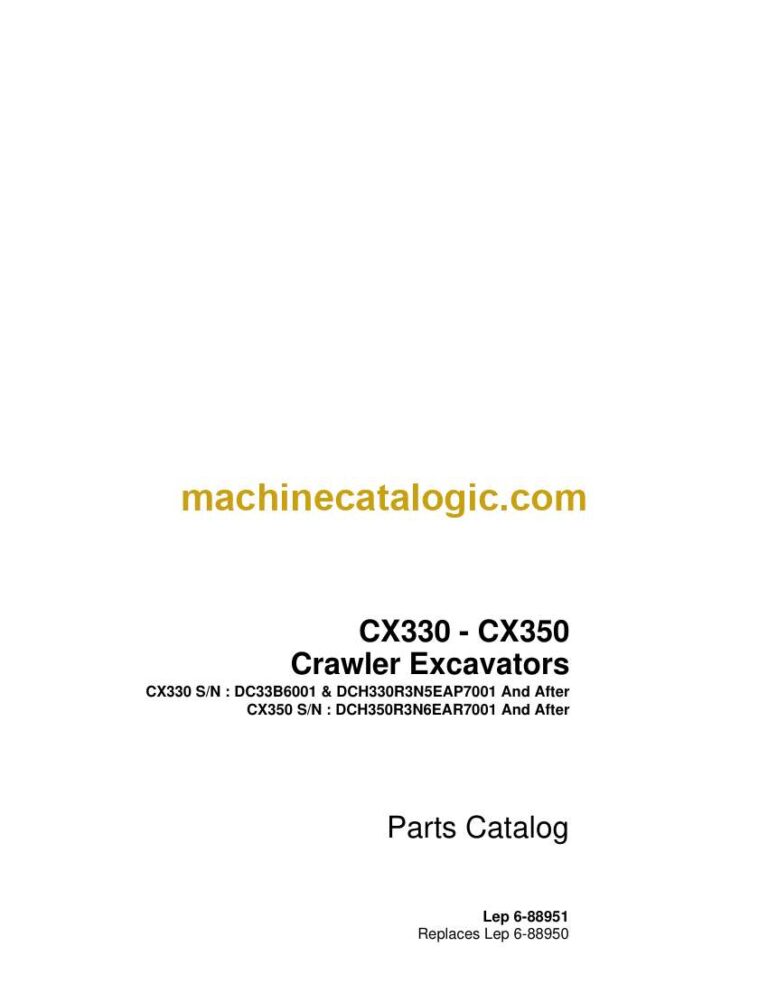 Case CX330, CX350 Crawler Excavators Parts Catalog (6-88951_int_USN)