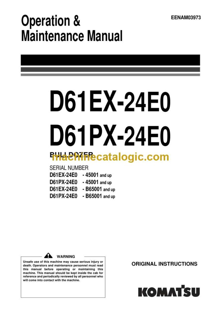 Komatsu D61EX-24E0, D61PX-24E0 Bulldozer Operation and Maintenance Manual (EENAM03973)