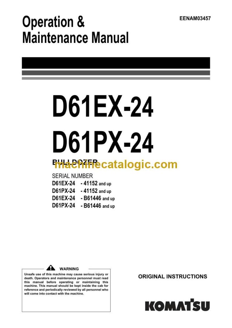 Komatsu D61EX-24, D61PX-24 Bulldozer Operation and Maintenance Manual (EENAM03457)