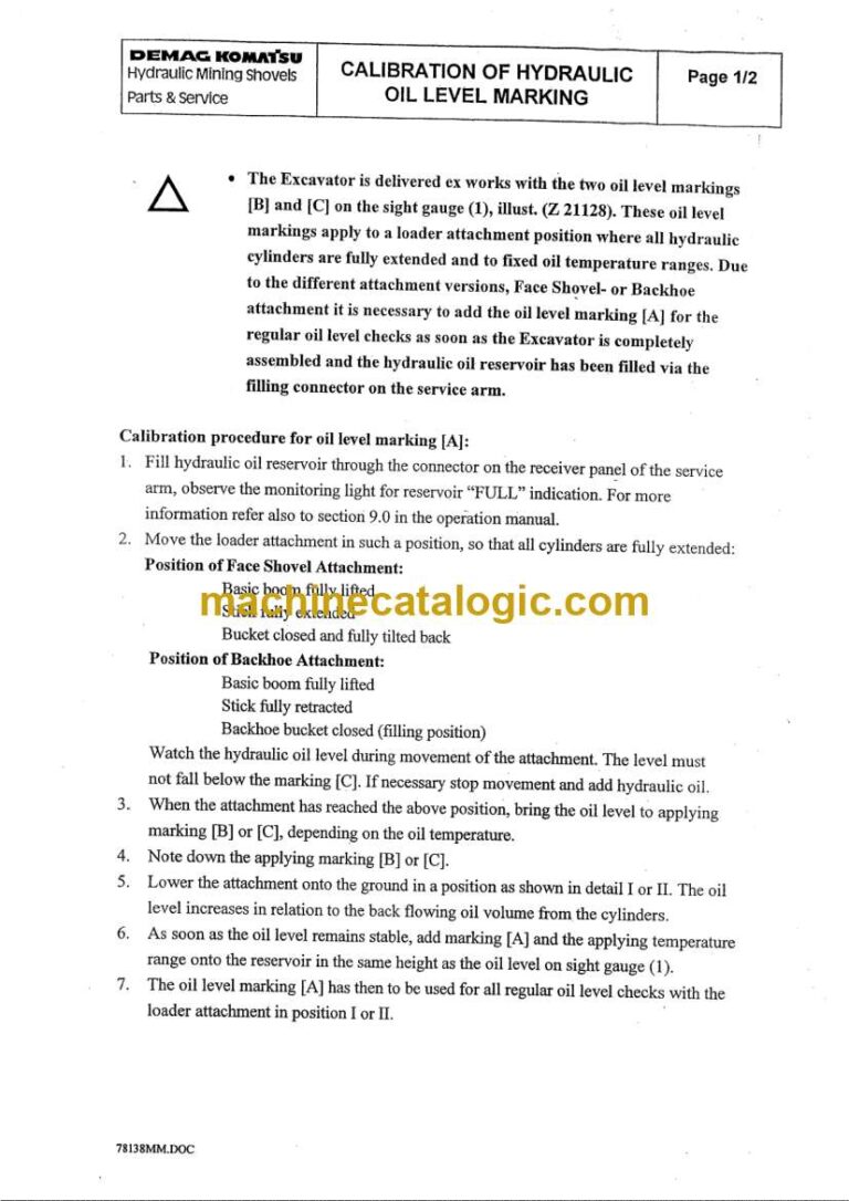 Komatsu H285S Hydraulic Excavator Operation and Maintenance Manual (H285S78139OMM)