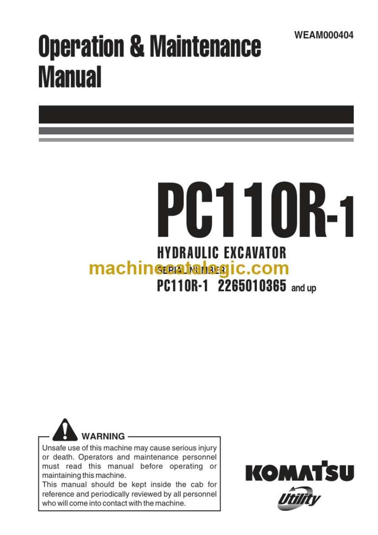 Komatsu PC110R-1 Operation and Maintenance Manual (WEAM000404)