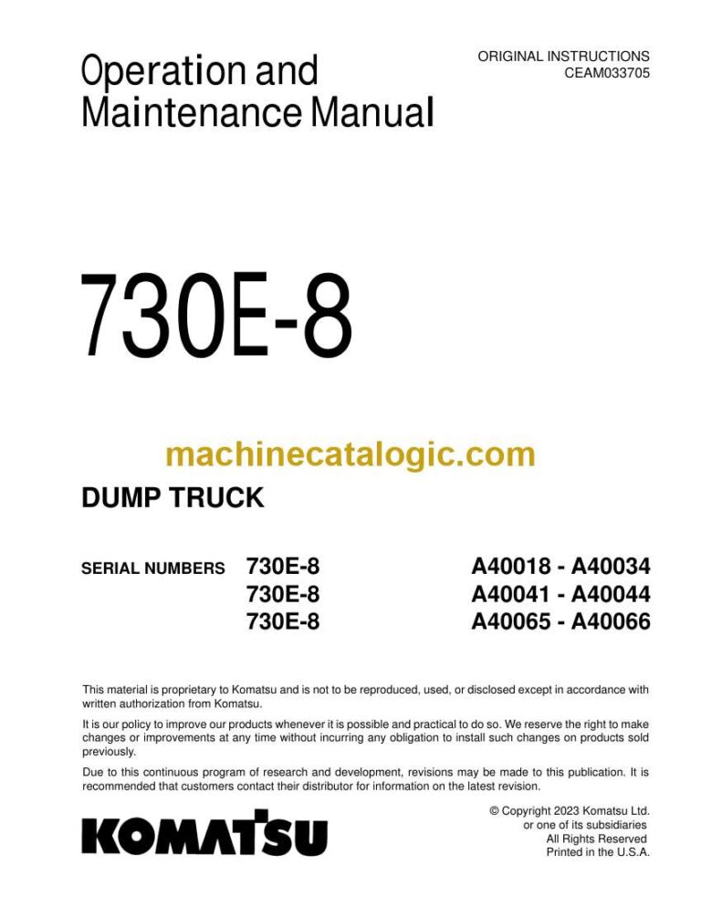 Komatsu 730E-8 Dump Truck Operation and Maintenance Manual (CEAM033705)