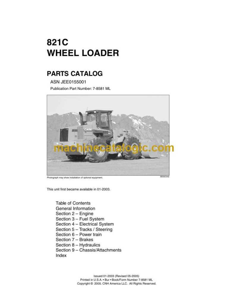 Case 821C Wheel Loader Parts Catalog (7-8581ML)