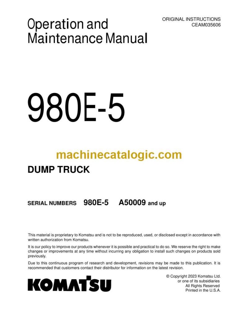 Komatsu 980E-5 Dump Truck Operation and Maintenance Manual (CEAM035606)