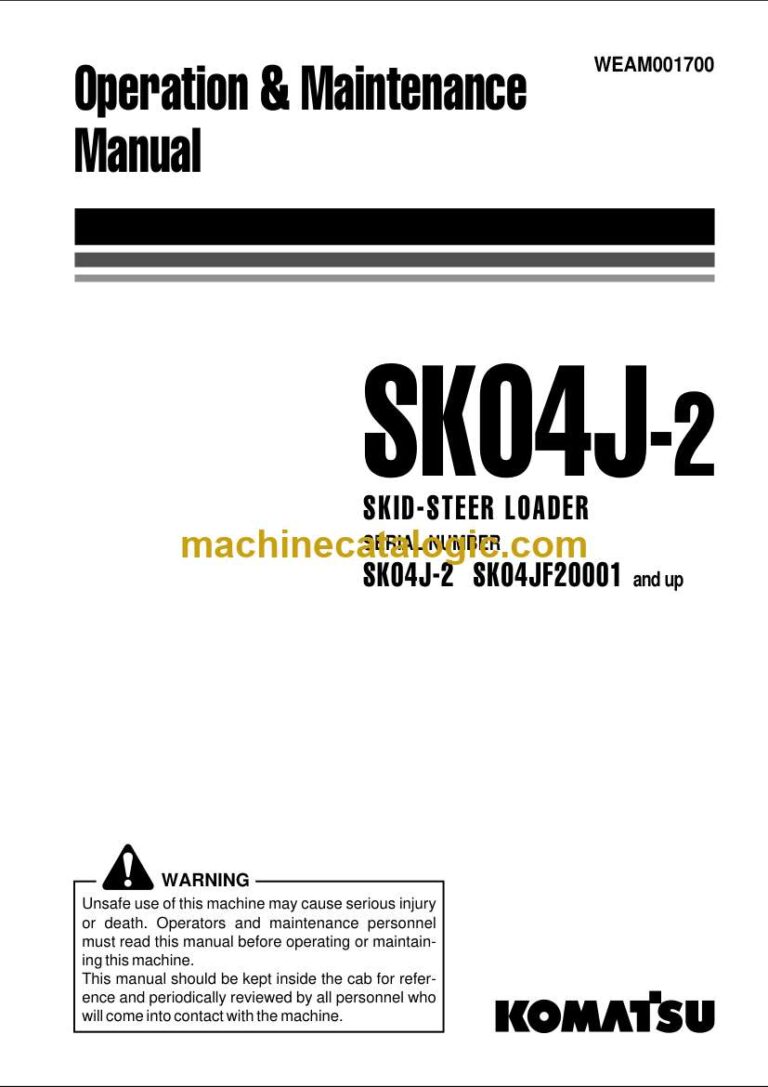 Komatsu SK04J-2 Skid Steer Loader Operation and Maintenance Manual (WEAM001700)