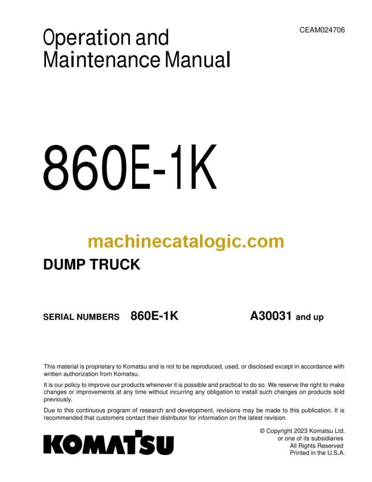 Komatsu 860E-1K Dump Truck Operation and Maintenance Manual (CEAM024706)