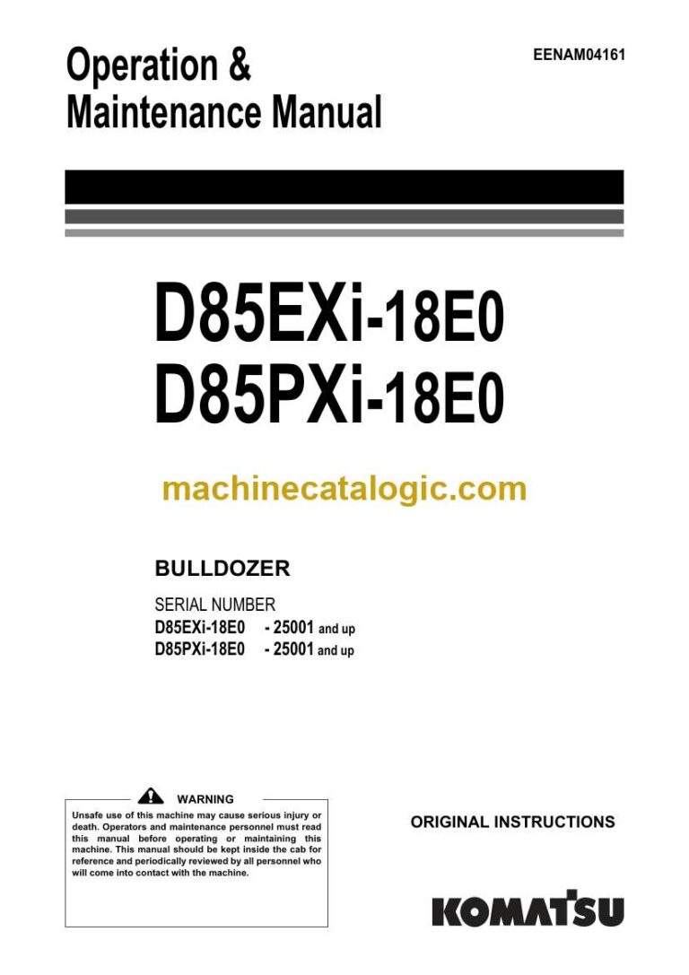 Komatsu D85EXi-18E0, D85PXi-18E0 Bulldozer Operation and Maintenance Manual (EENAM04161)