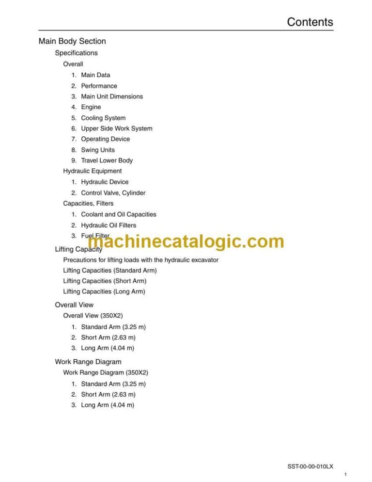 Link Belt 350X2 Excavator Shop Manual