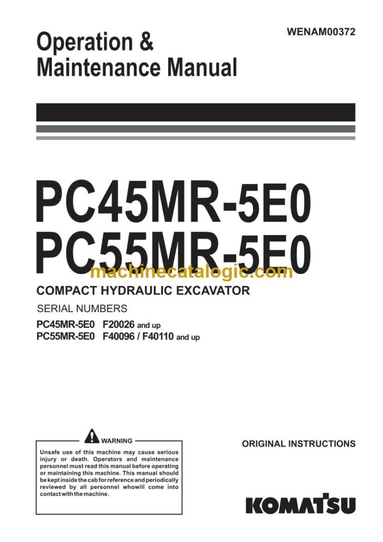 Komatsu PC45MR-5E0, PC55MR-5E0 Hydraulic Excavator Operation and Maintenance Manual (WENAM00372)