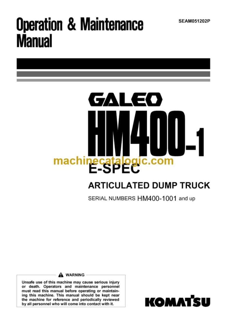 Komatsu HM400-1 Dump Truck Operation and Maintenance Manual (SEAM051202P)