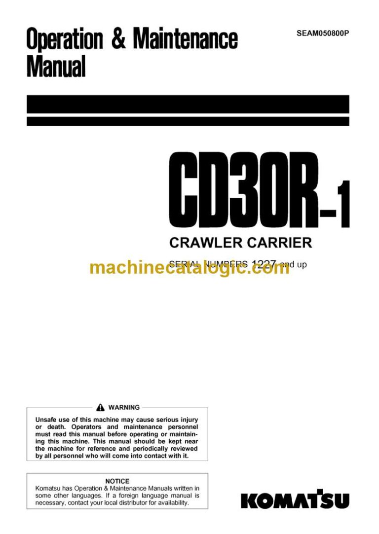 Komatsu CD30R-1 Crawler Carrier Operation and Maintenance Manual (SEAM050800P)
