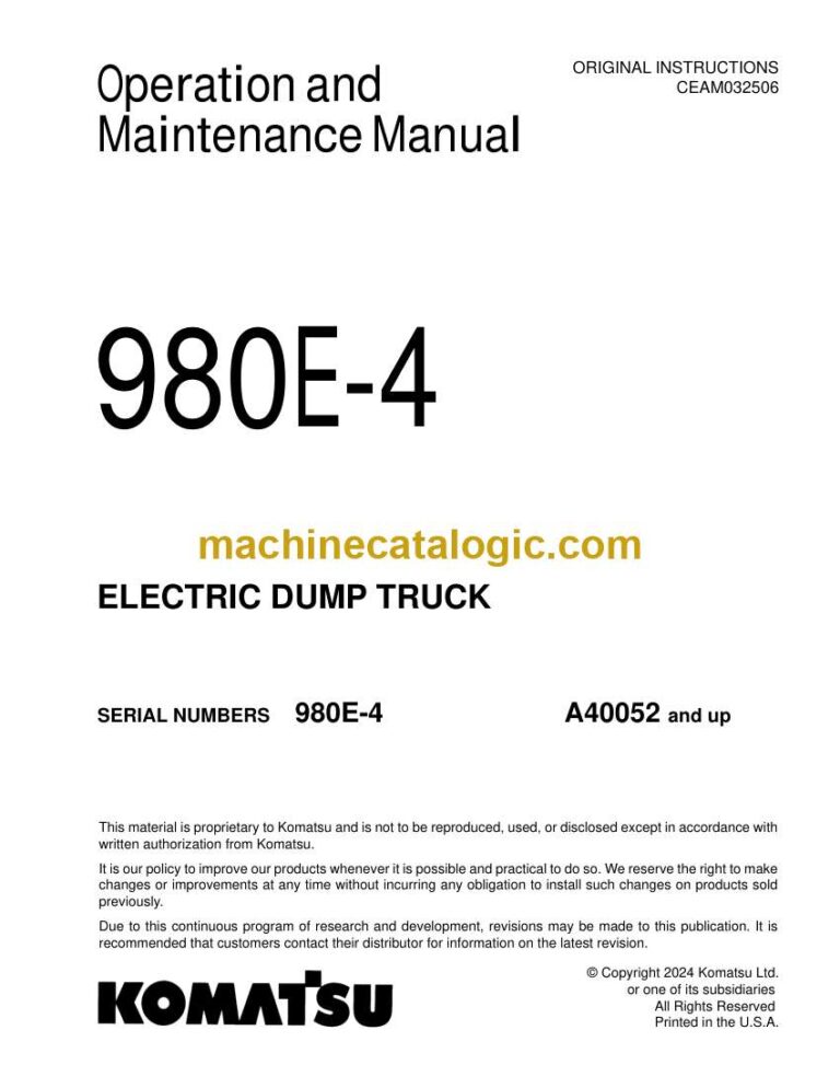 Komatsu 980E-4 Dump Truck Operation and Maintenance Manual (CEAM032506)