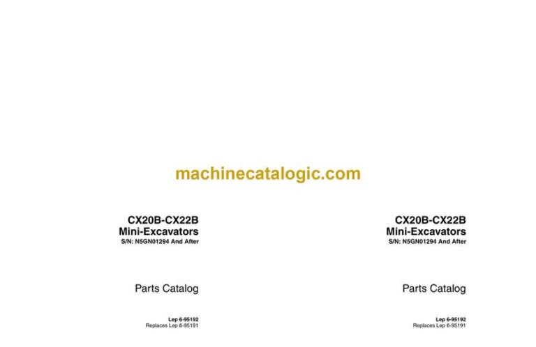 Case CX20B, CX22B Mini Excavators Parts Catalog (6-95192_int_USN)