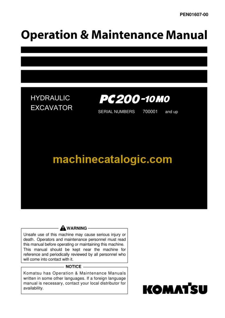 Komatsu PC200-10M0 Hydraulic Excavator Operation and Maintenance Manual (PEN01607-00)