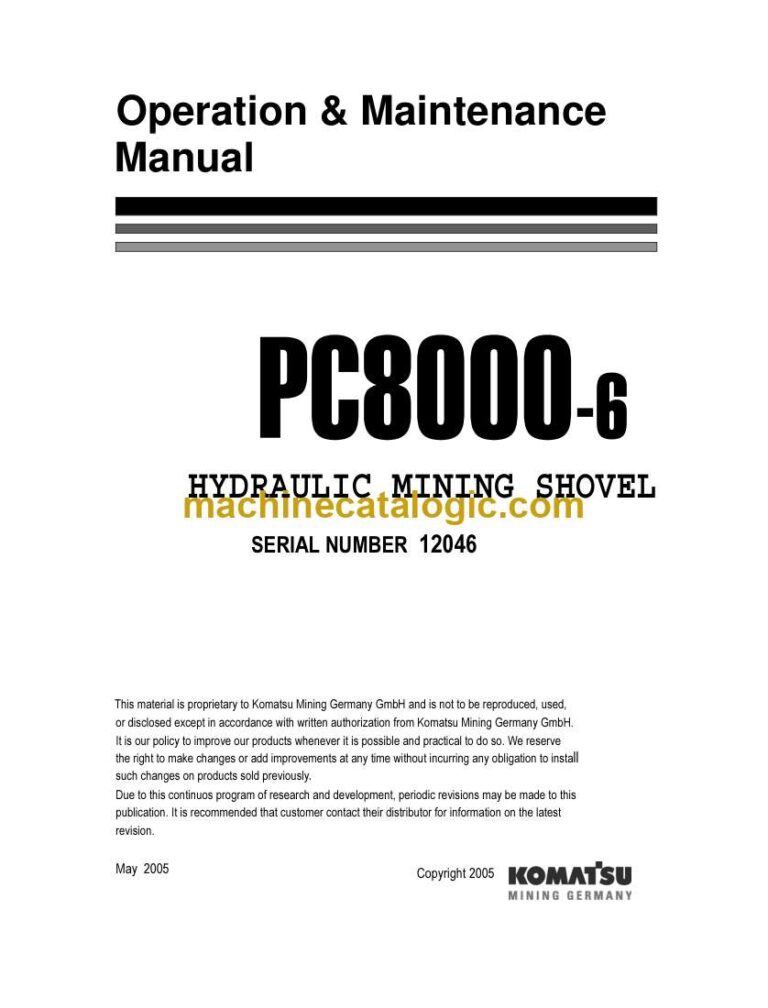 Komatsu PC8000-6 Hydraulic Mining Shovel Operation and Maintenance Manual (OG_PC8000-6_12046)
