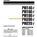 Komatsu PW140-7, PW160-7, PW180-7, PW200-7 Hydraulic Excavator Operation and Maintenance Manual (VEAM410104)
