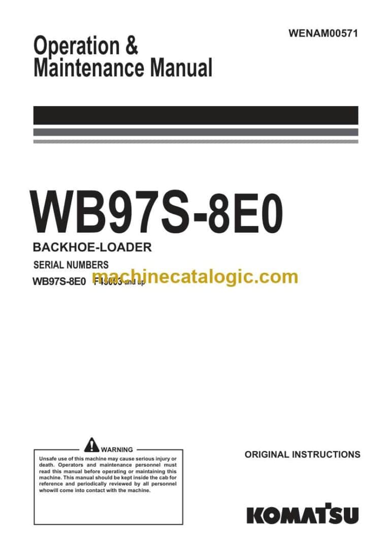 Komatsu WB97S-8E0 Backhoe Loader Operation and Maintenance Manual (WENAM00571)