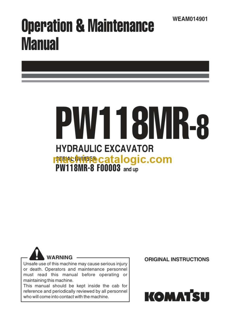 Komatsu PW118MR-8 Operation and Maintenance Manual (WEAM014901)