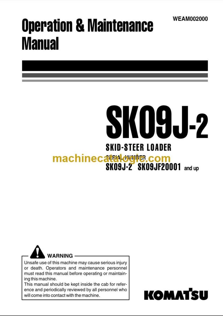 Komatsu SK09J-2 Skid Steer Loader Operation and Maintenance Manual (WEAM002000)