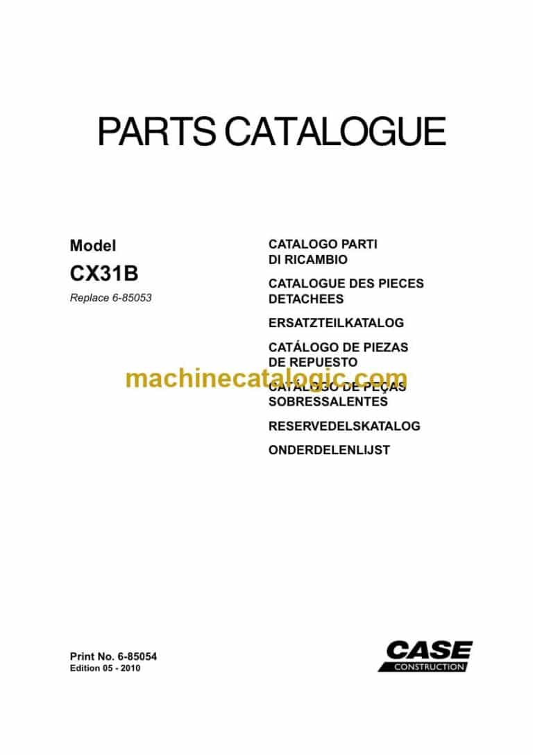 Case CX31B Crawler Excavator Parts Catalog (6-85054_A4)