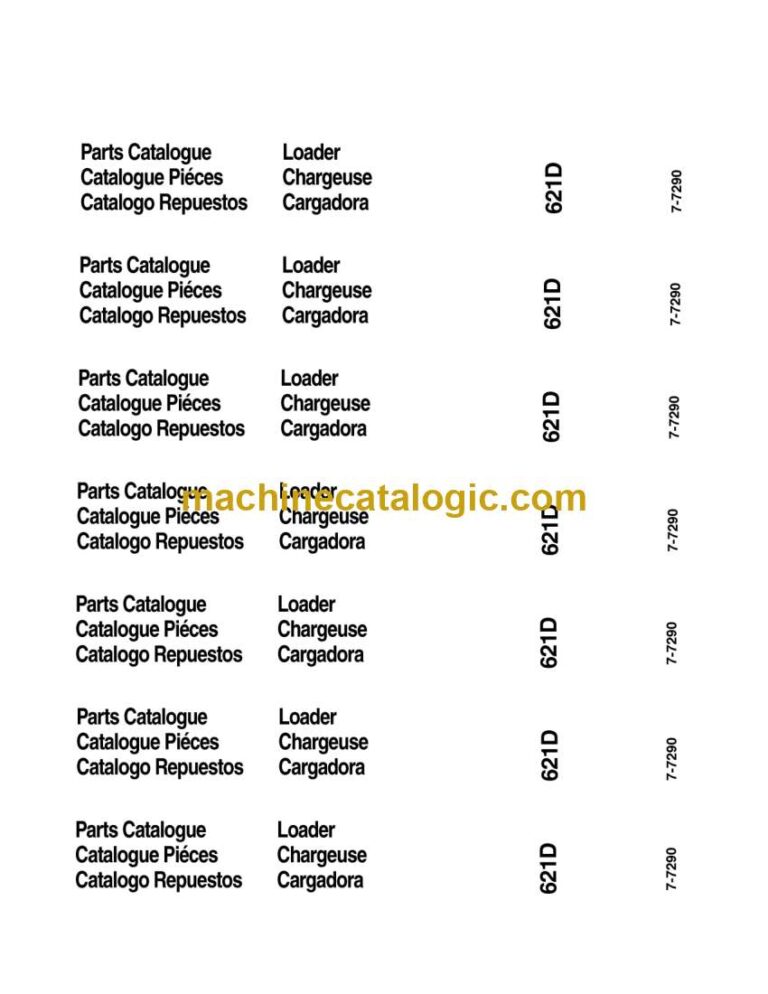 Case 621D Loader Parts Catalog (7-7290)